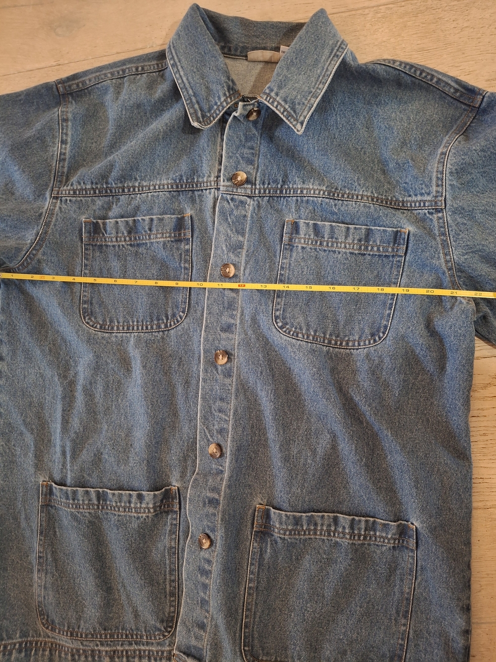 Fisherman Aesthetic Denim Shacket with Pelican Needlepoint - Picture 6 of 8